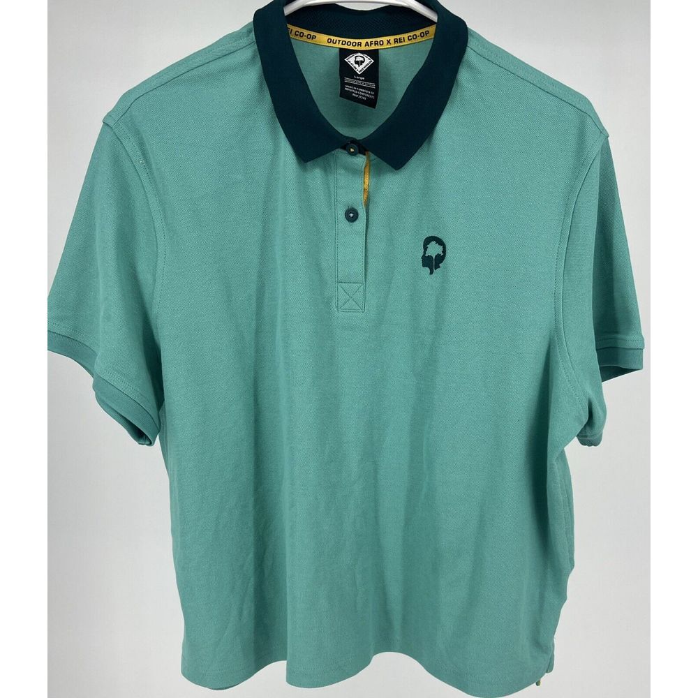 Outdoor Afro x REI Co-op Shirt Womens Large Turquoise‎ Polo Teal Glaze Gorpcore